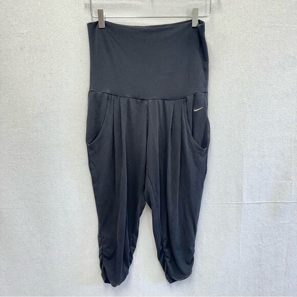 Nike black foldover modal‎ ruched leg capri yoga pant size small - Picture 8 of 16
